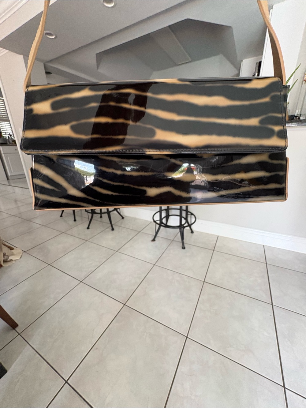 Timeless Zebra-Print Shoulder Bag in Black and Tan - Picture 2 of 4